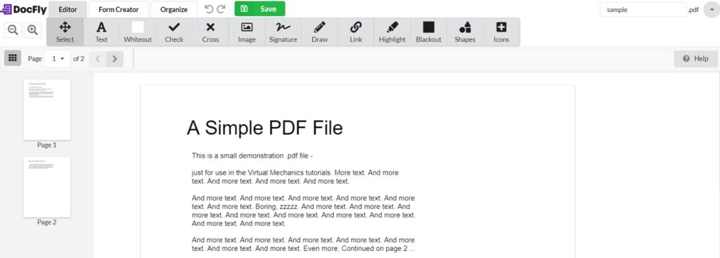 DocFly online PDF editor