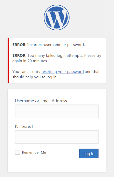 Example of blocking a user after too many login attempts