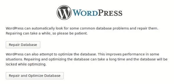 Repaire WordPress Database using WordPress built-in feature