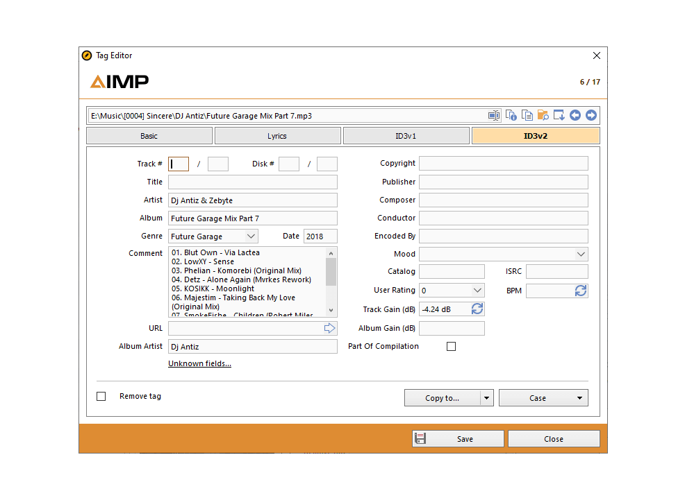 Tag Editor of AIMP audio Player