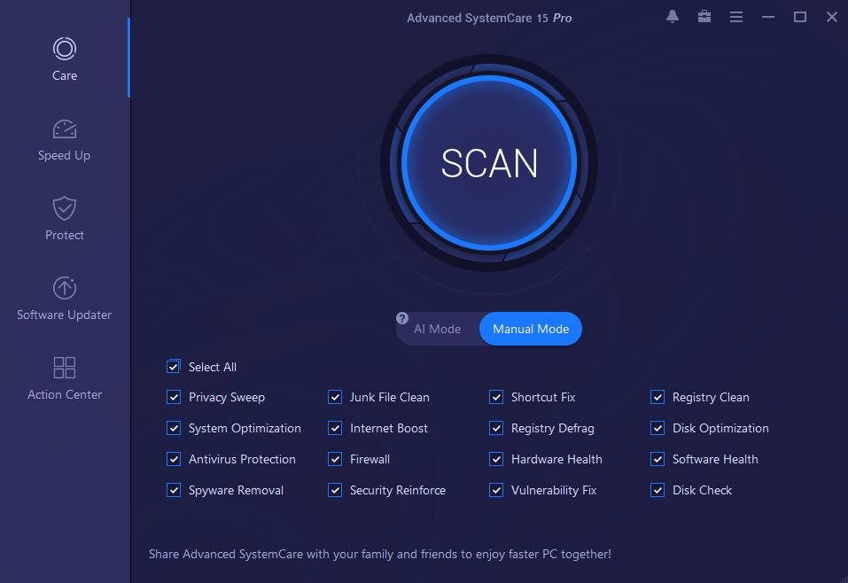 Advanced SystemCare Main Interface
