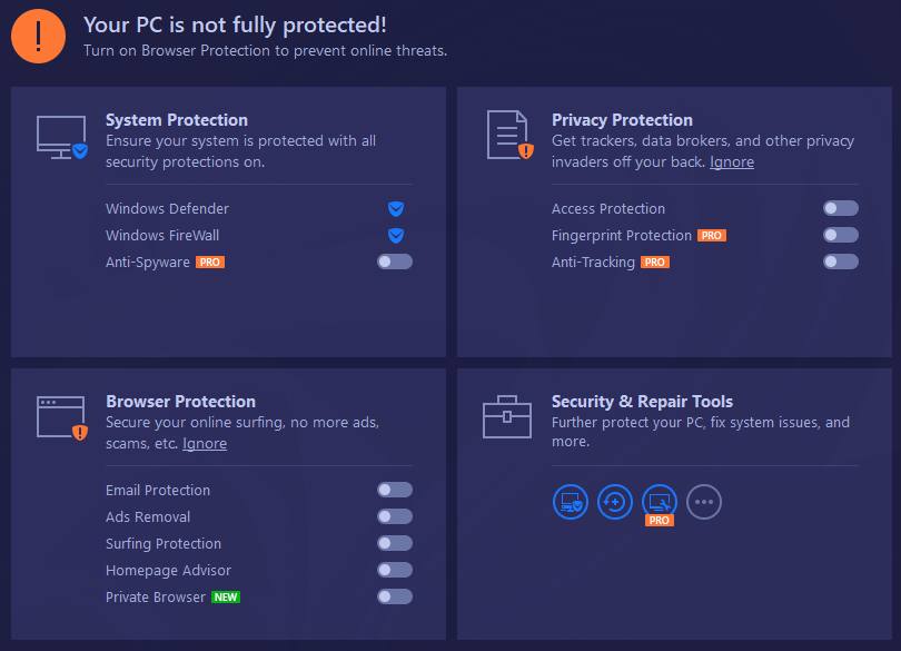 Advanced SystemCare - Protect Section