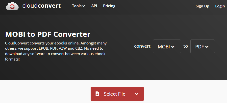 CloudConvert MOBI to PDF Converter