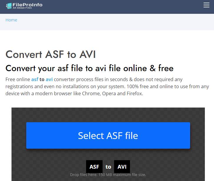 FileProinfo - Free ASF to AVI Converter