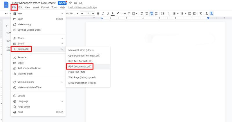 Convert Word to PDF by Google Drive