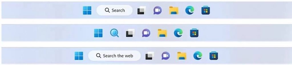 Visual effects of search icons added in build 25158 - new taskbar windows 11